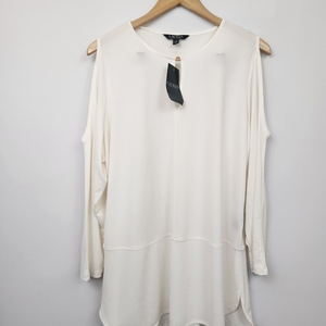 New With Tags Lauren Ralph Lauren White  Cold Shoulder Top Blouse‎ XXL